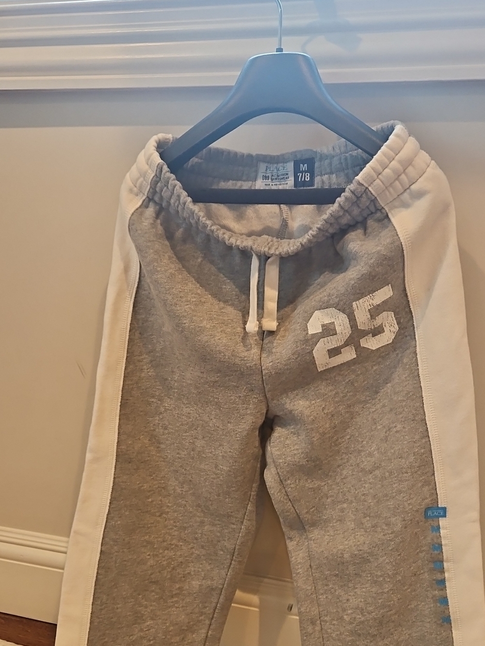 Kids Gray and Cream Athletic Jogger Pants - Brand Unspecified